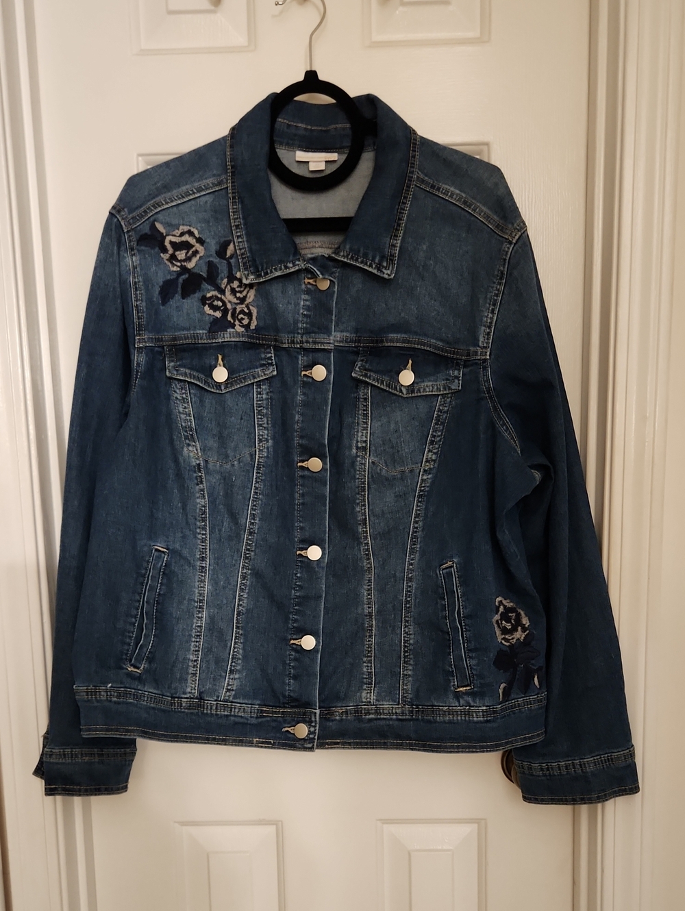 Womens Embroidered Denim Jacket - Size 2X